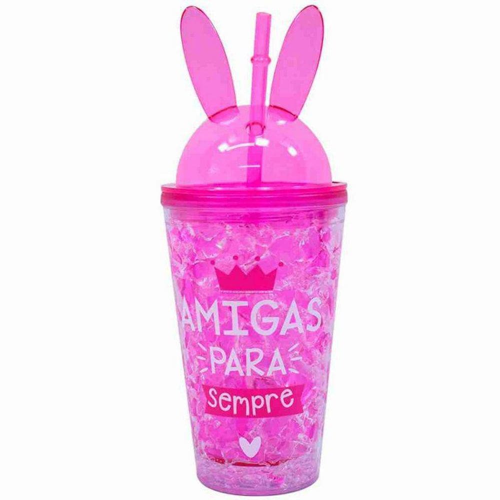 Copo Rosa Coelho Congelante 450Ml - Projeto Kiwi