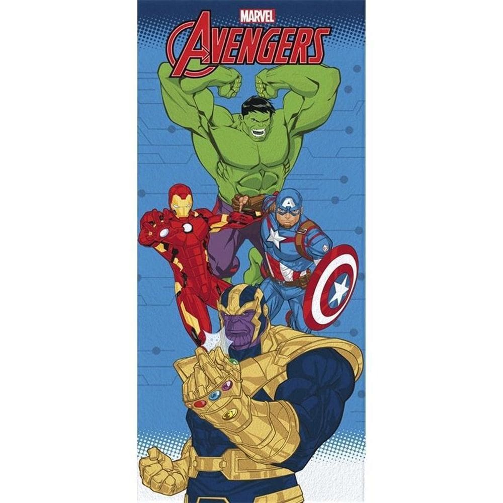 Toalha Felpuda Banho Estampa Avengers 60X120Azul