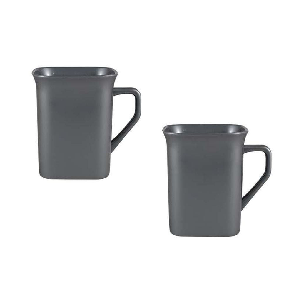 Kit 2 Canecas Quadrada Prata 250Ml Plástico Premium