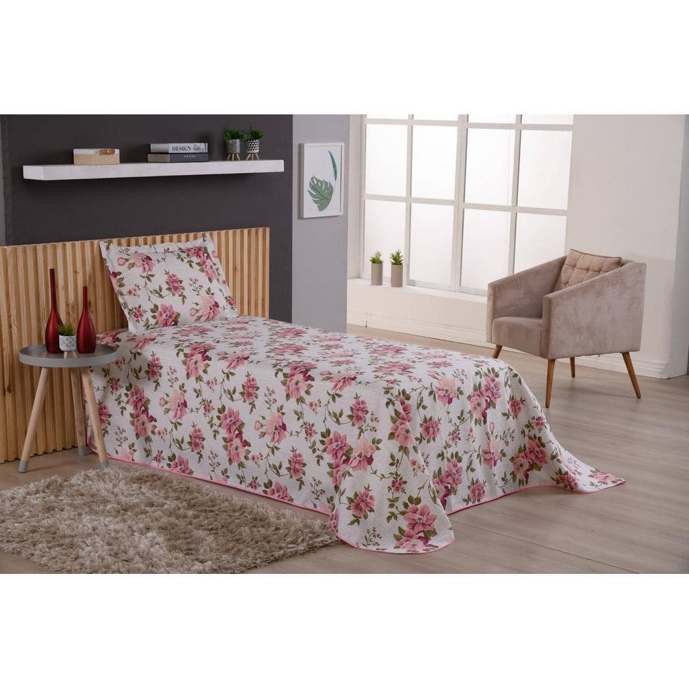 Cobre Leito Viena Solteiro 2 Peças Mercedes Estampado