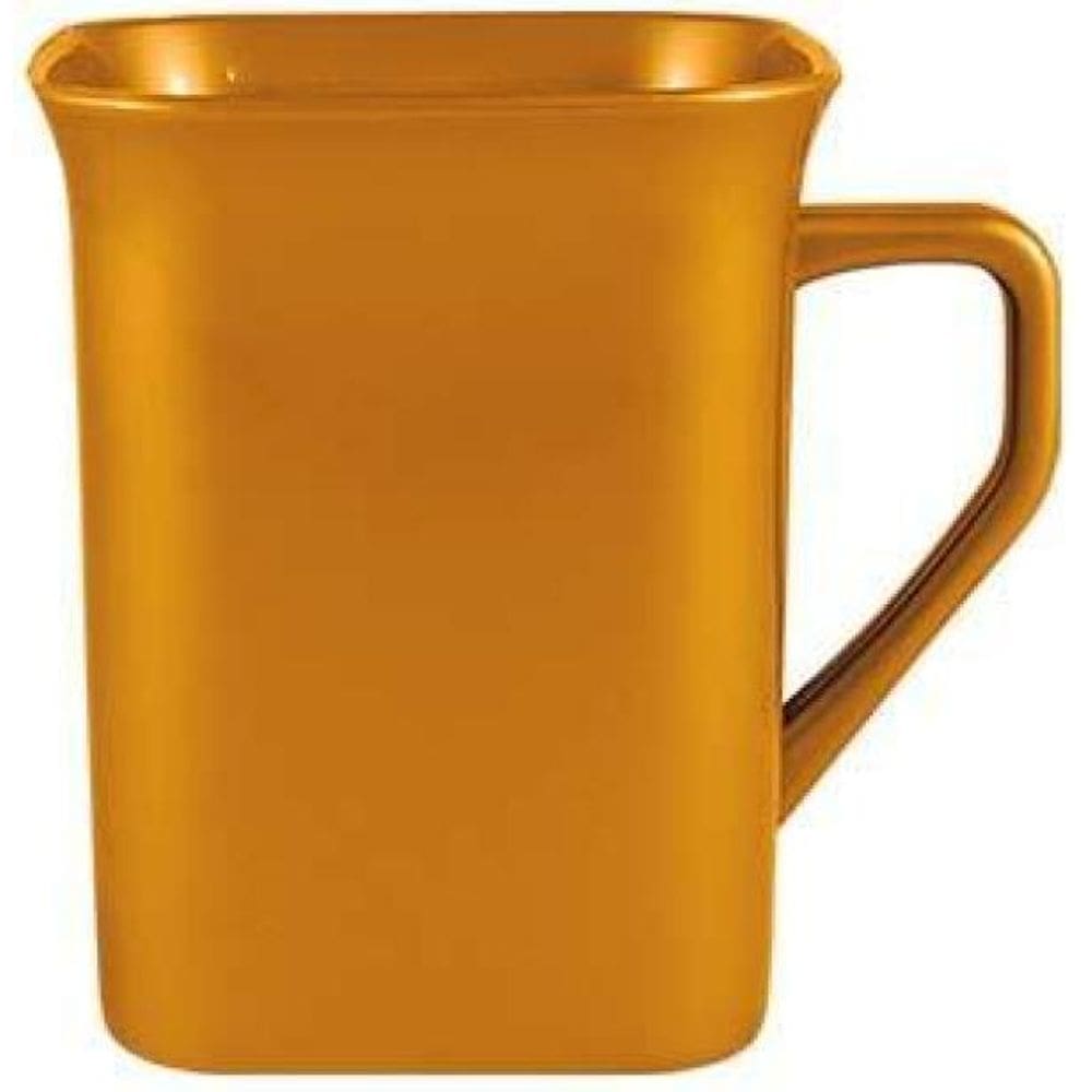 Kit 2 Canecas Quadrada Dourado 250Ml Plástico Premium