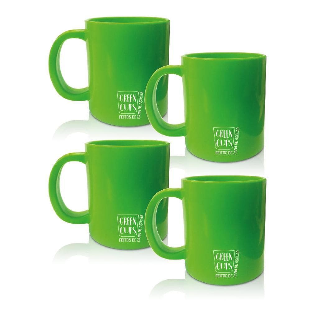 Kit 4 Canecas Eco Verde Green Cups 300 Ml