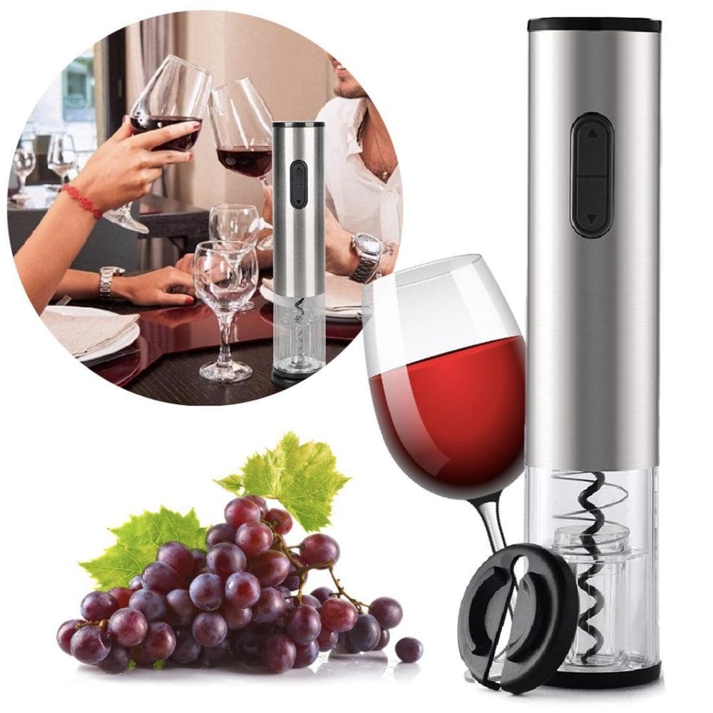 Saca Rolha Abridor Vinho Automático Aço Inox Premium
