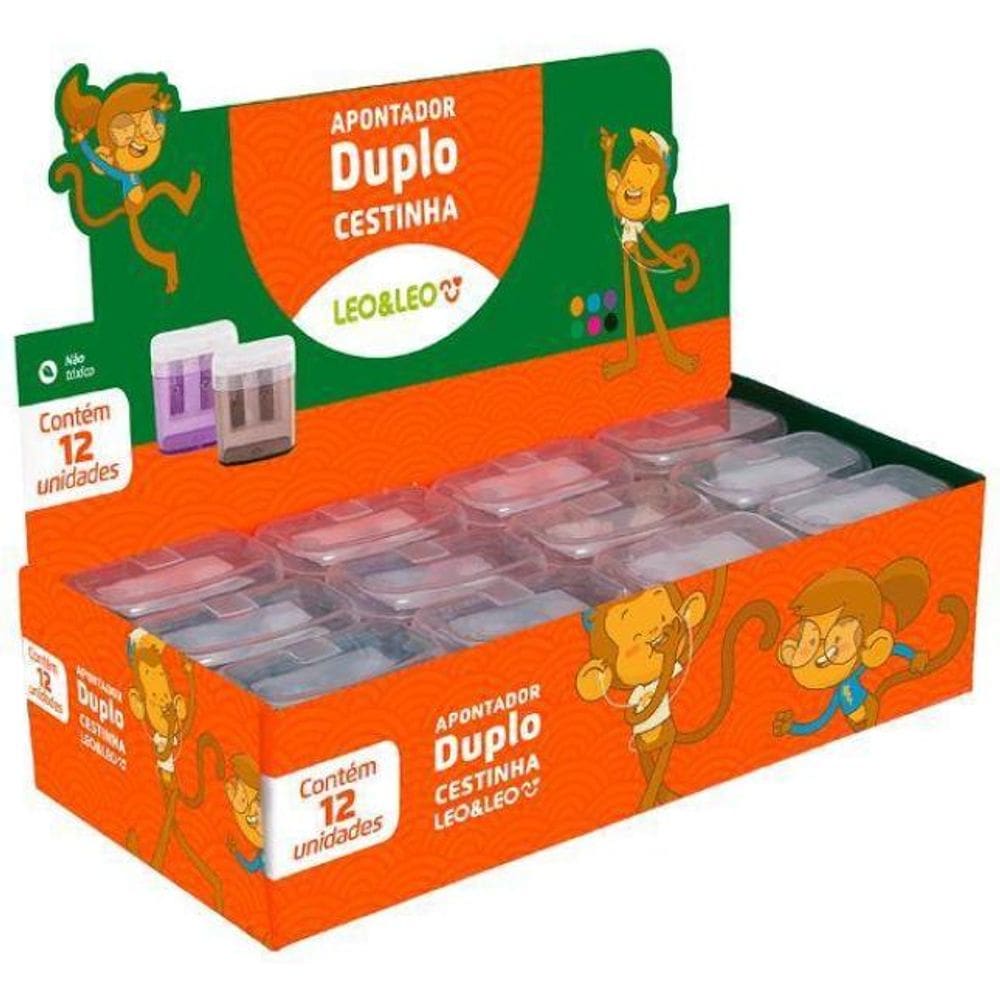 Apontador Duplo Cestinha C/Deposito Caixa C/12 Und Leoeleo