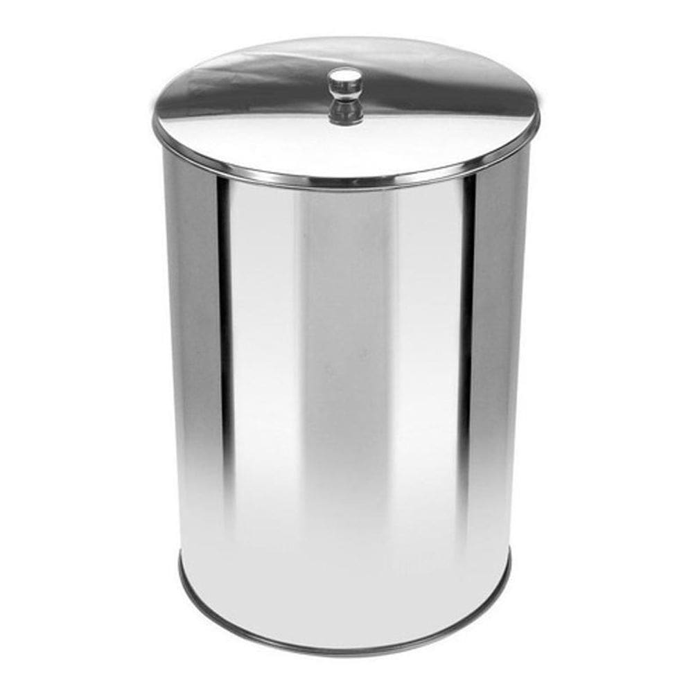 Lixeira Office Redonda Com Tampa Em Inox 7 Litros