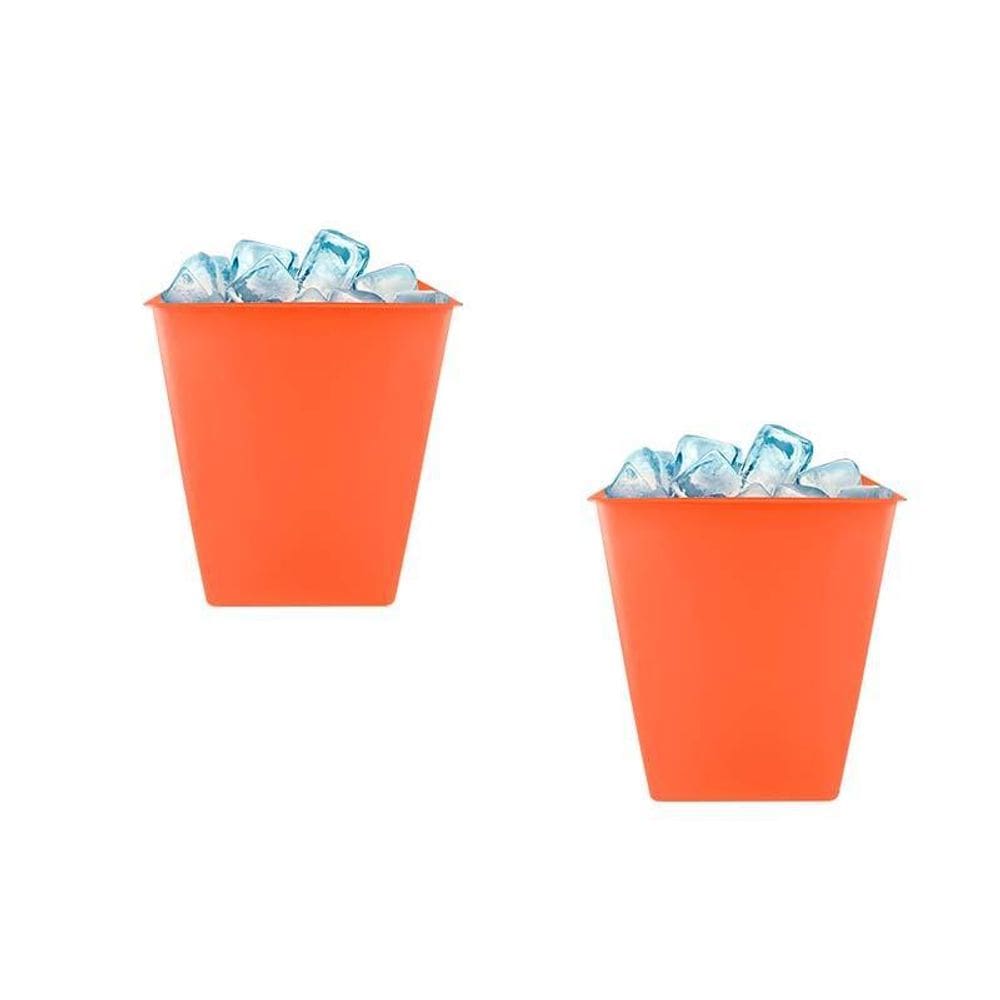 Kit 2 Balde Gelo Laranja Neon 2,6L Plástico Premium