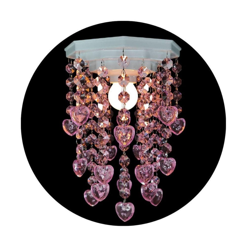 Lustre Infantil Moderno com Base e Pingentes Rosa