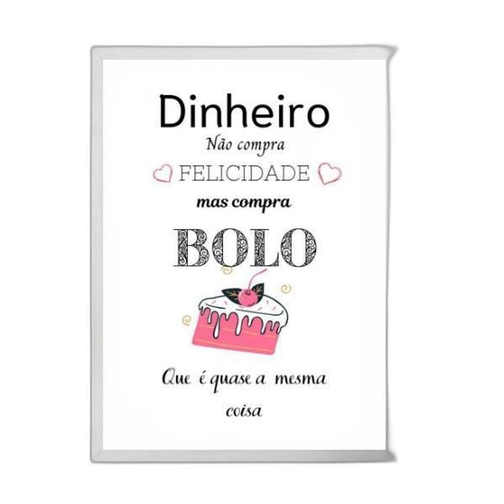 Quadro Decorativo Bolo Felicidade 45X34Cm