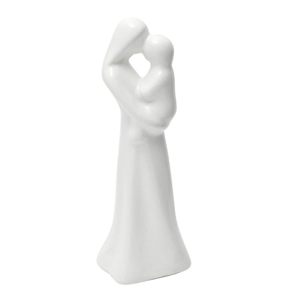 Enfeite Estatueta Mãe E Bebê Cor Branco Brilho 17Cm
