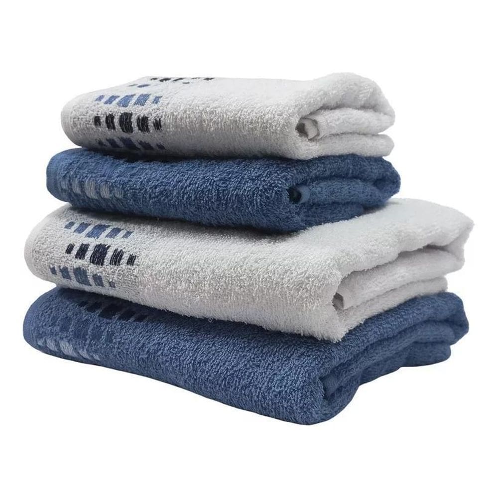 Jogo De Banho Amaya C/5 Peças Cor:Azul Claro/Marinho Lufamar