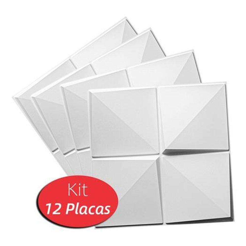 12 Placas Decorativas Revestimento 3D 50X50Cm Parede Cubos