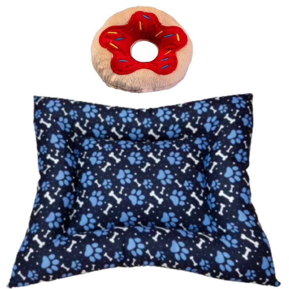 Kit Almofadão E Pelúcia Para Cães E Gatos - Azul