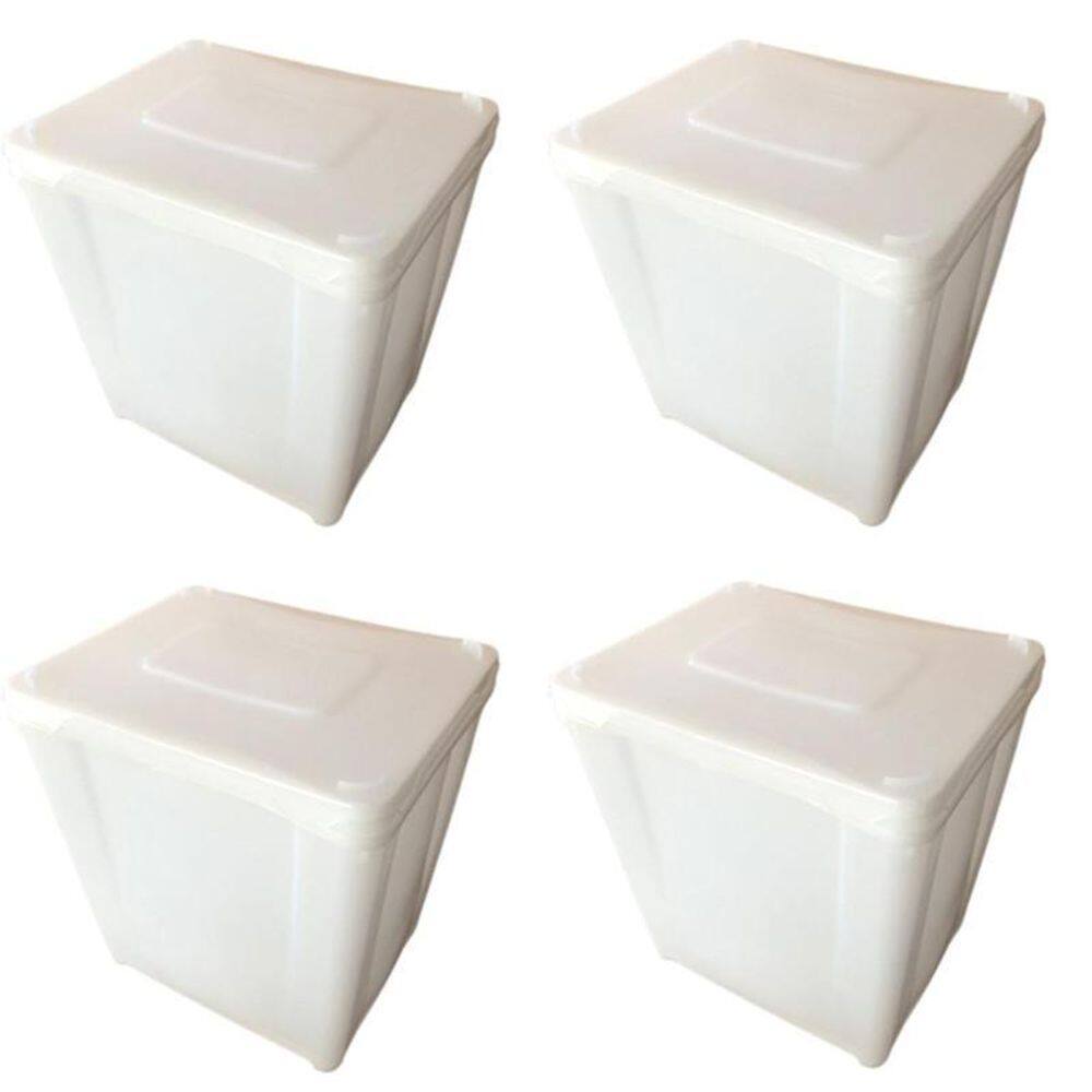 Pote De Plastico Com Tampa Retangular - Kit 04 Peças