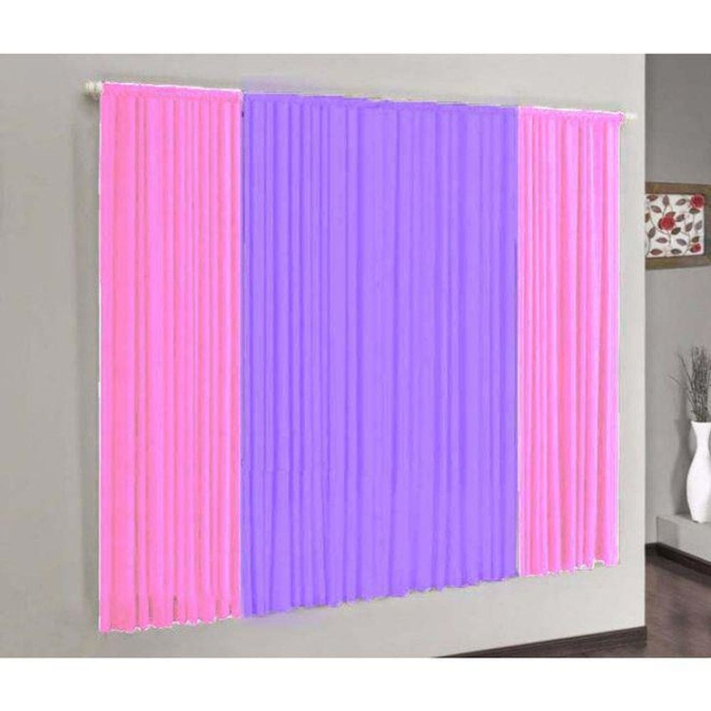 Cortina Versátil 2,00M X 1,70M Sala E Quarto Lilás E Rosa