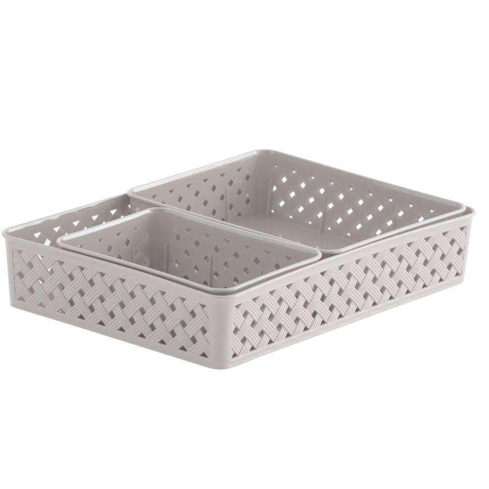 Jogo 3 Cestas Organizadoras Rattan Creme 825 Paramount