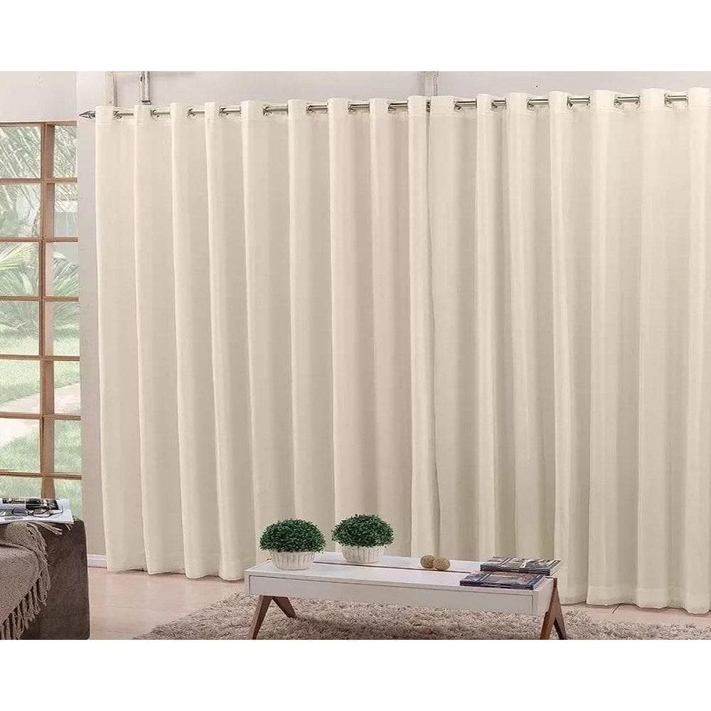 Cortina Voil Pérola 6,00X2,80 Forro Microfibra Ilhós Cromado