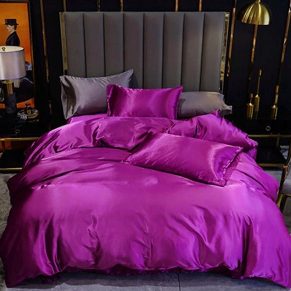 Jogo De Cama Solteiro King Cetim Toque De Seda 7Pç Pink