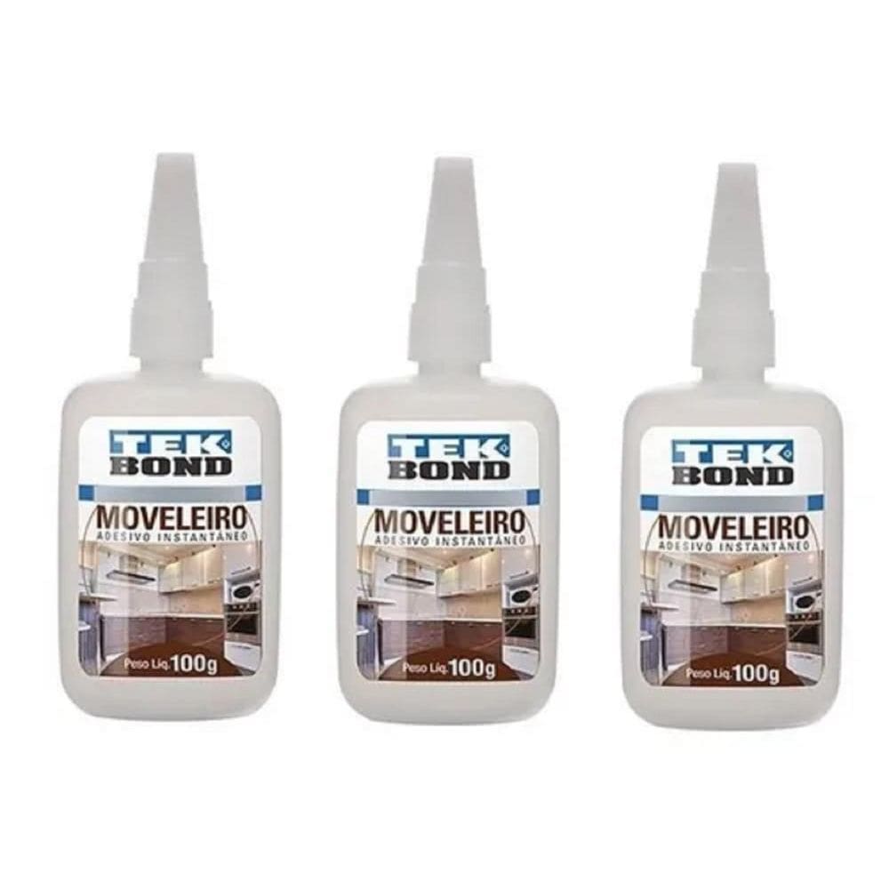 03 Un Cola Adesivo Instantânea Tekbond Moveleira 793 100Gr