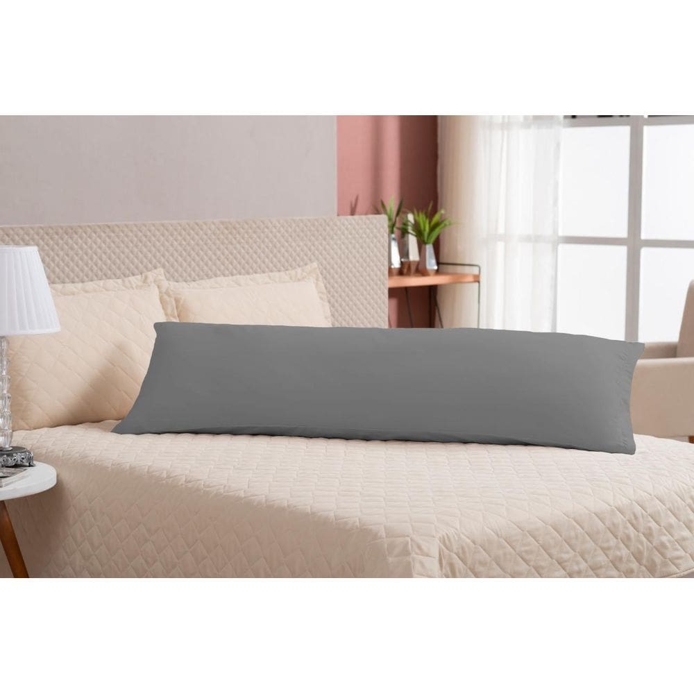 Fronha De Travesseiro Ziper Percal 180 Fios Cinza 90Cm
