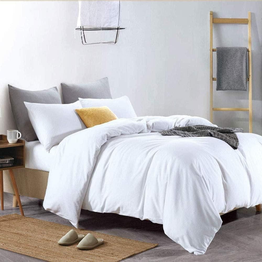 Jogo De Cama Casal Comum Branco 6 Pç Edredom De 240X240Cm