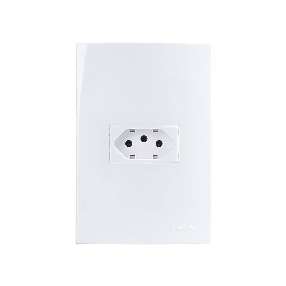 Tomada MarGirius Sleek 2P+T 10A com Placa 4x2 Branca