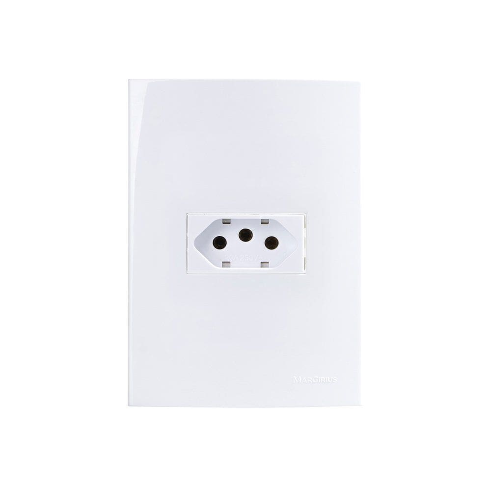 Tomada MarGirius Sleek 2P+T 20A com Placa 4x2 Branca