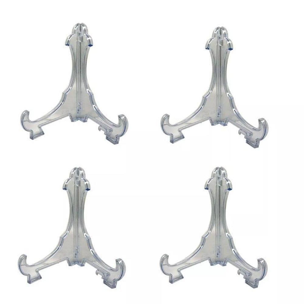 Kit 4 Peças Suporte Para Pratos Acrílico Transparente 9Cm