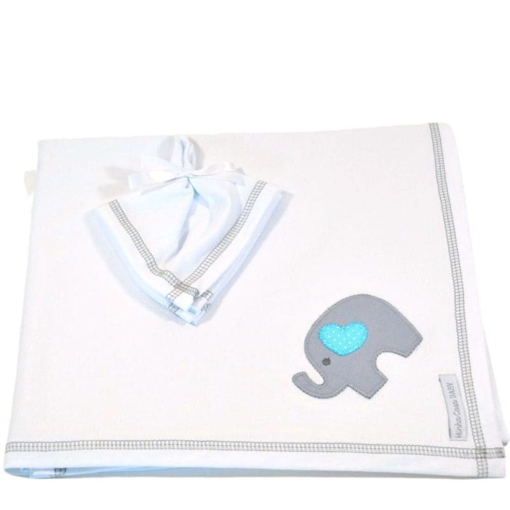 Kit Cueiro + Pano De Boca Elefante Azul - Minha Casa Baby