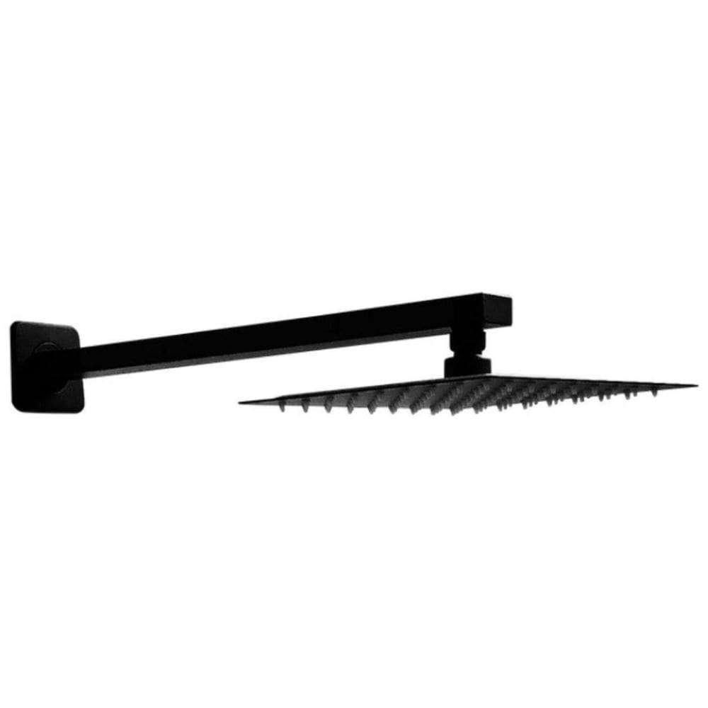 Ducha Chuveiro Grande 25X25 Inox Preto Quadrado Banheiro