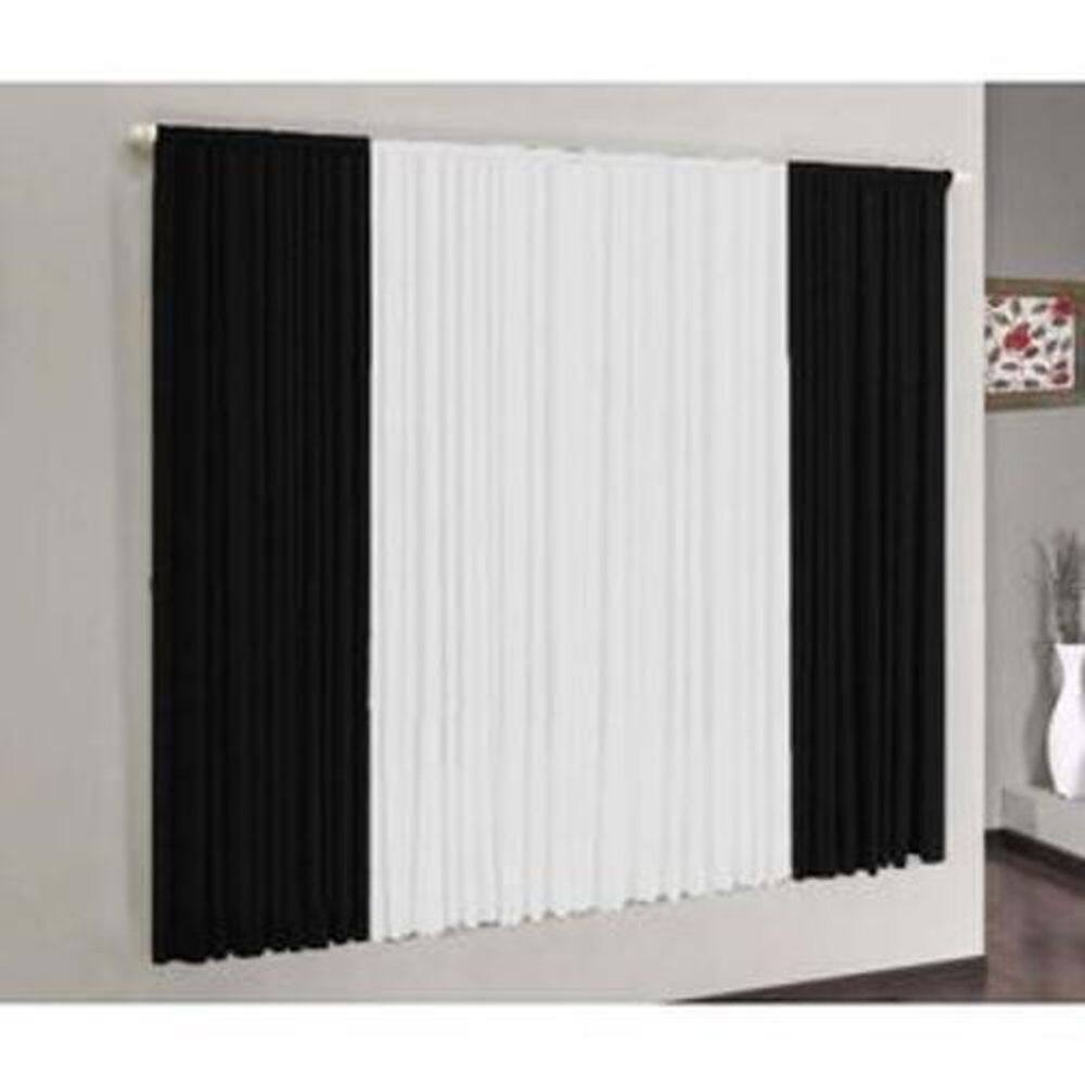 Cortina Versátil 3,00M X 2,80M Sala E Quarto Preto E Branco