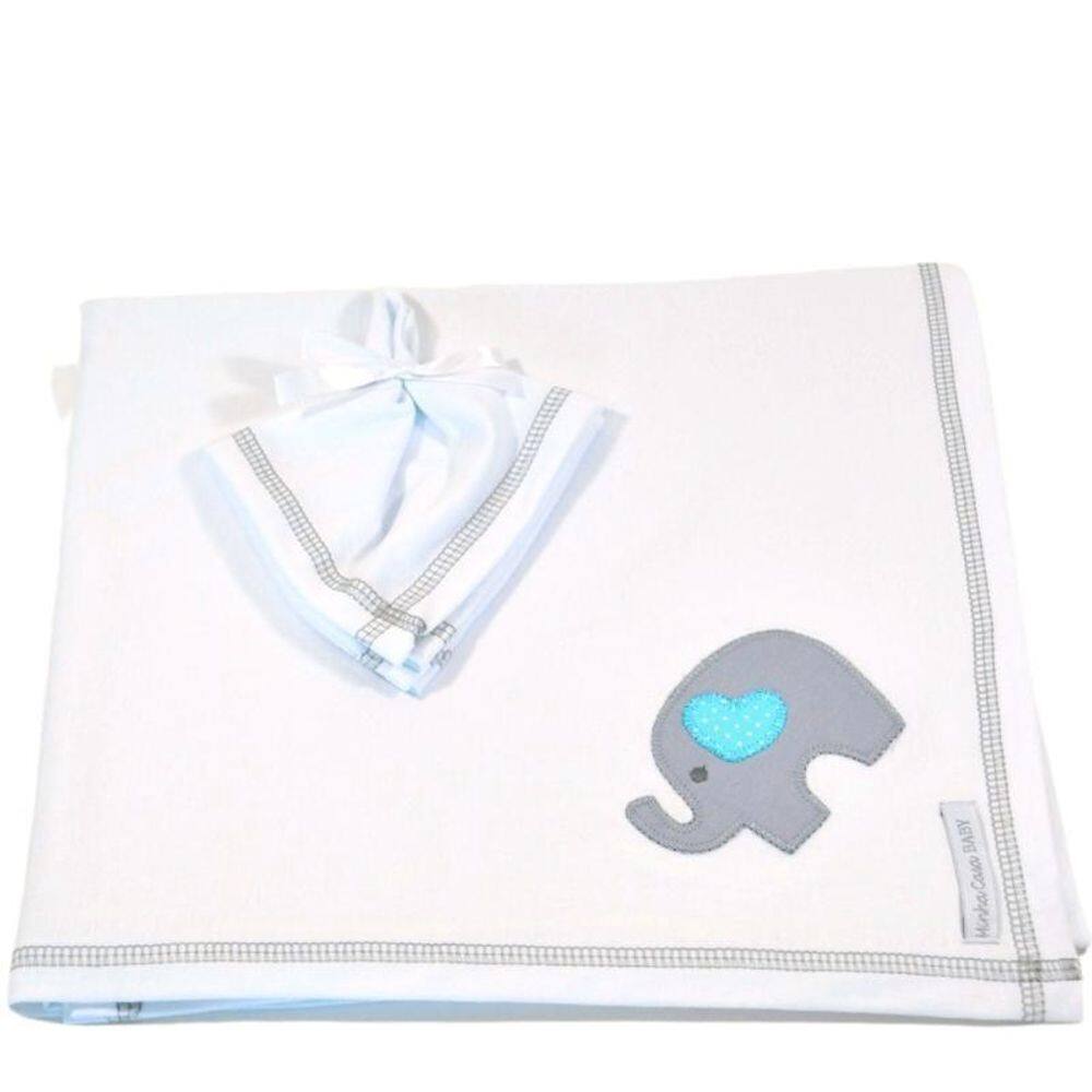 Kit Cueiro + Pano De Boca Elefante Azul - Minha Casa Baby