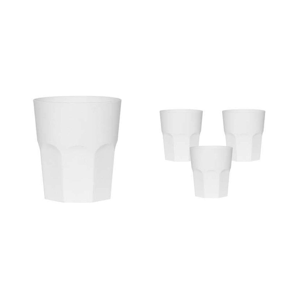 Kit 4 Copos Mini Roma Branco 300Ml Plástico Premium