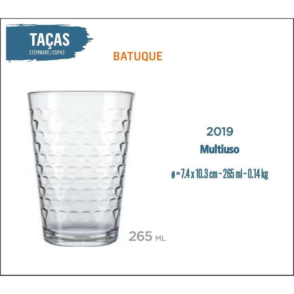 Jogo De 24 Copos Batuque 265Ml - Uso Diário
