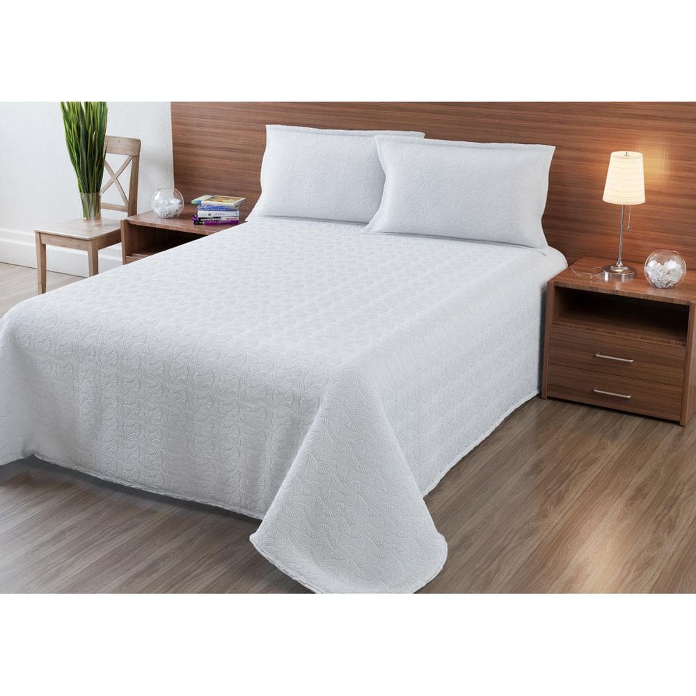 Cobre Leito Colcha Branca Kit Classic Fascinio Casal Queen