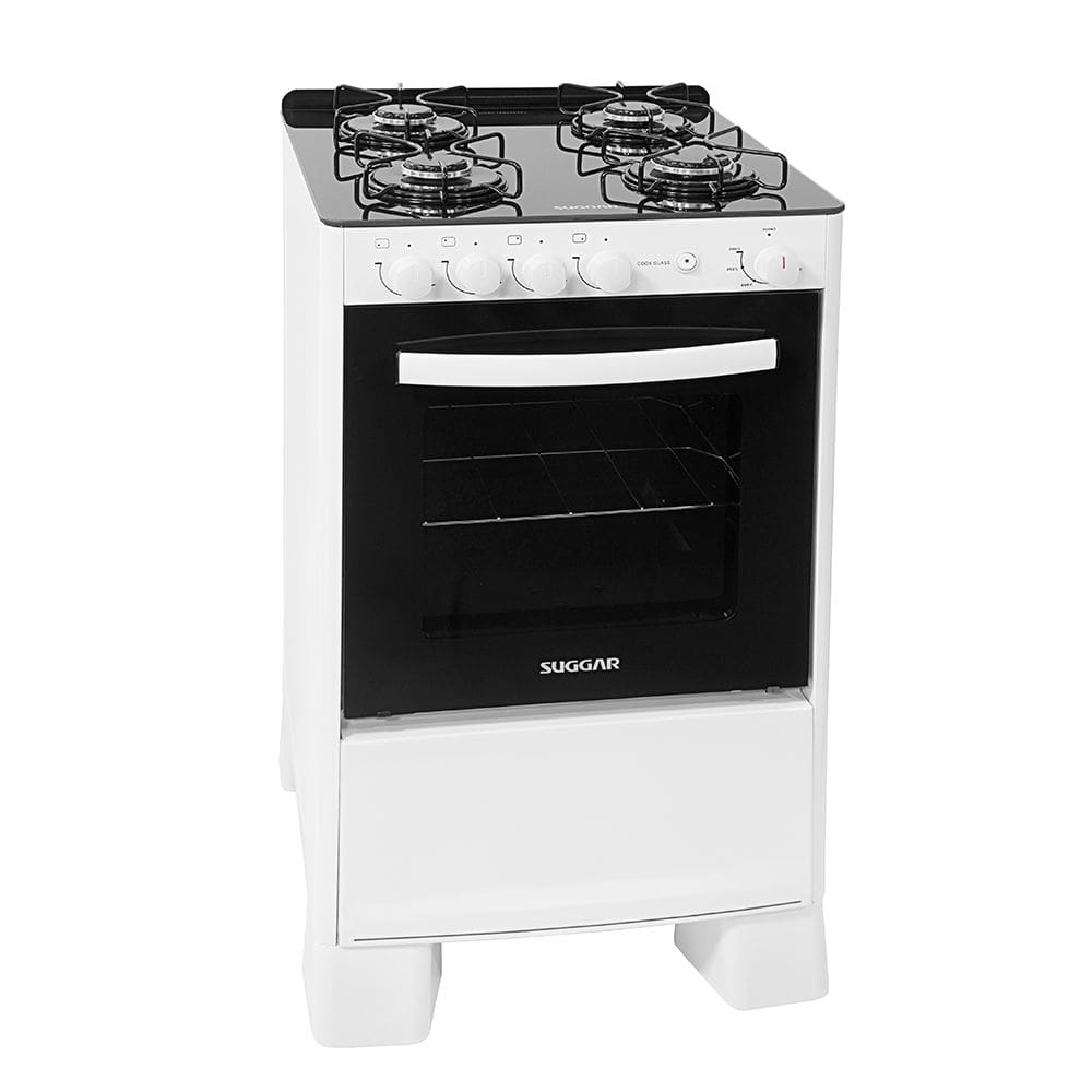 Fogão de Piso 4 Bocas Suggar Cook Glass Branco Bivolt