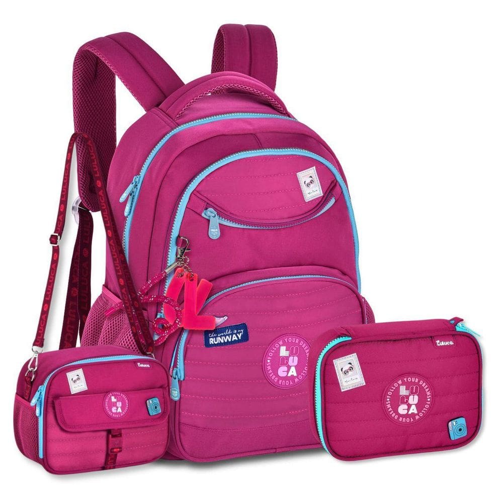Mochila Lancheira E Estojo Box Kit Escolar Luluca Completo