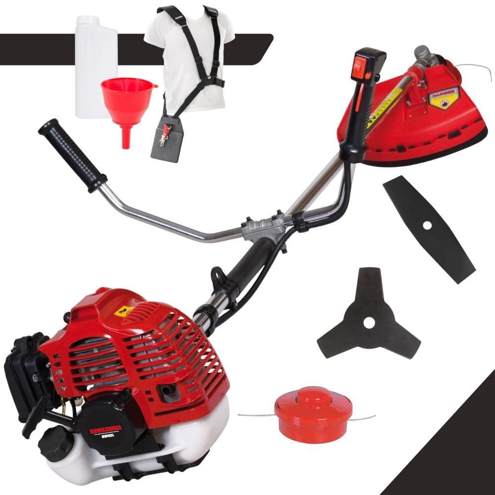 Roçadeira Multifuncional Kawashima KW52L 2 Tempos 52cc 2,5HP de Potência Cortador de Grama Com Cabeçote de Nylon + Lâmina 2 Pontas + Lâmina 3 Pontas