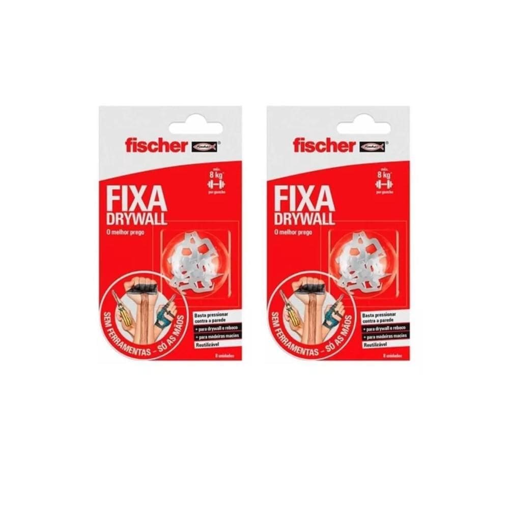 02 Suporte De Fixação Removível Fischer Fixa Drywal 08 Un