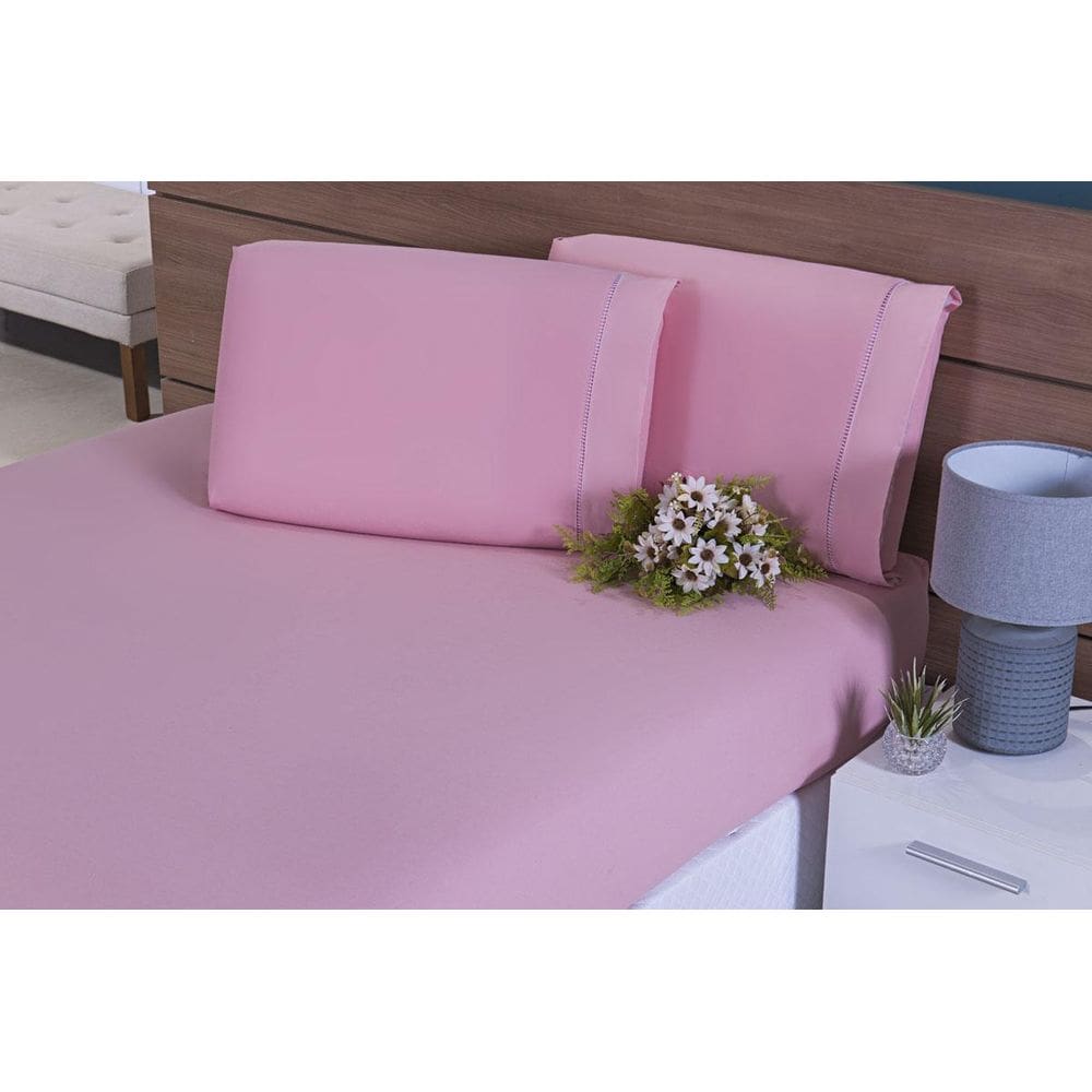 Conjunto De Fronhas 100% Algodão 200 Fios 2 Peças Rose