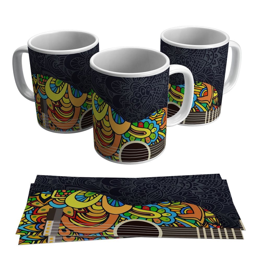 Caneca Músico Compositor Violão Viola Colorida 325ml