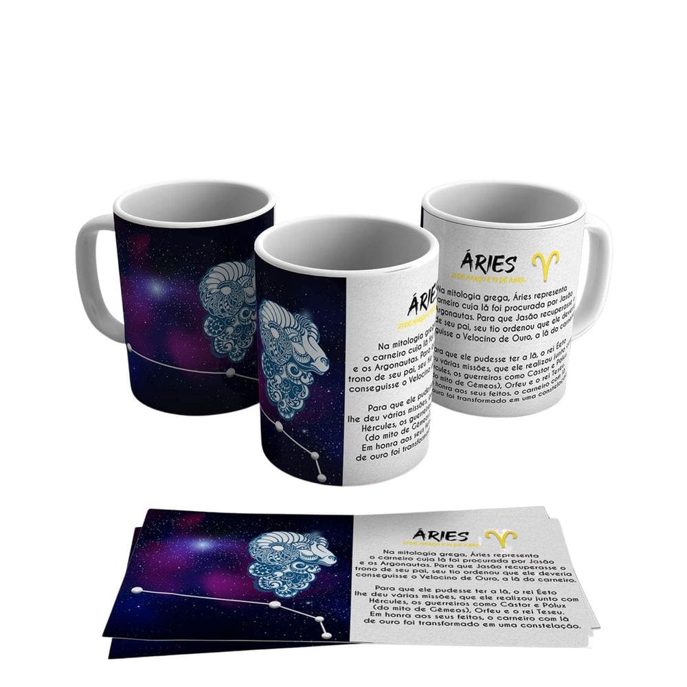 Caneca Personalizada Cerâmica Signo Áries 325ml