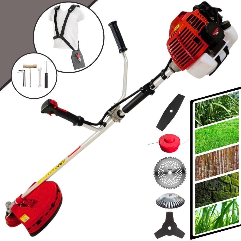 Roçadeira KW52L Kawashima À Gasolina 52cc 2,5HP 5 Em 1 Com Carretel + Faca 2 Pontas + Faca 3 Pontas + Faca 40 Dentes Vídea + Escova de Aço Circular