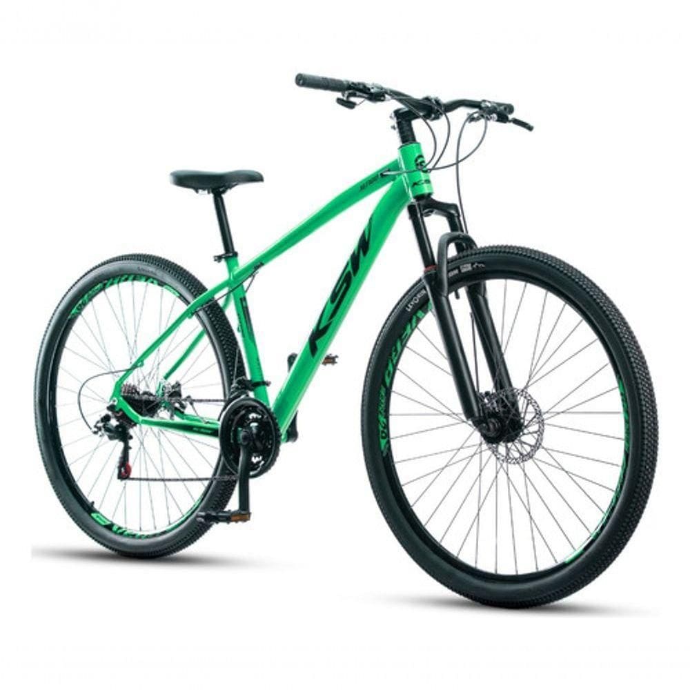 Bicicleta Ksw Xlt 100 Aro 29 24v Freio A Disco Mecânico Mtb Alumínio Verde 21