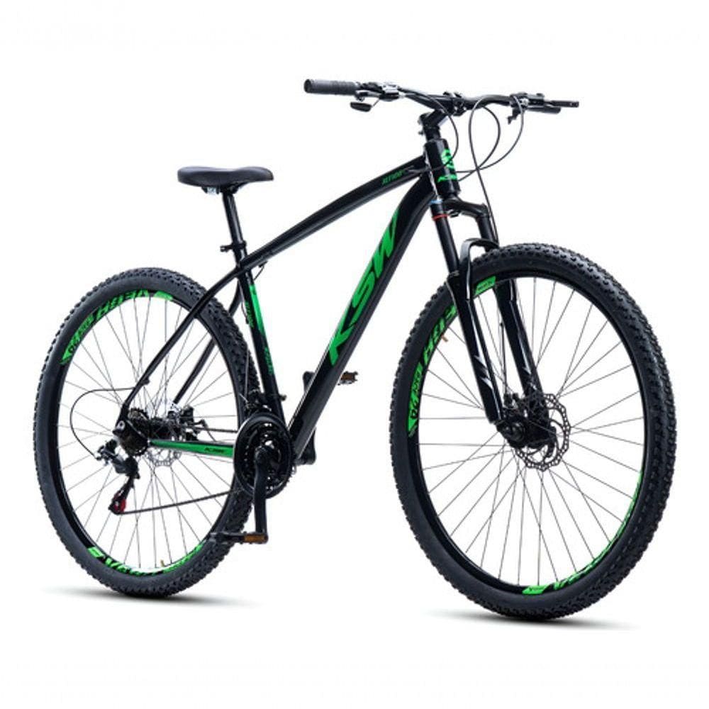Bicicleta Ksw Xlt 100 Aro 29 24v Freio A Disco Mecânico Mtb Alumínio Preto/verde 17