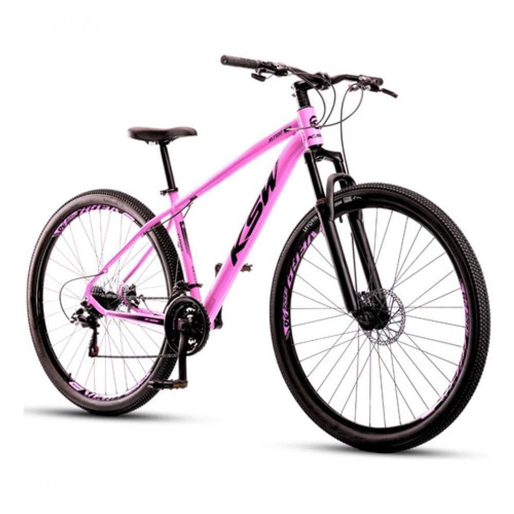 Bicicleta Ksw Xlt 100 Aro 29 24v Freio A Disco Mecânico Mtb Alumínio Rosa 21