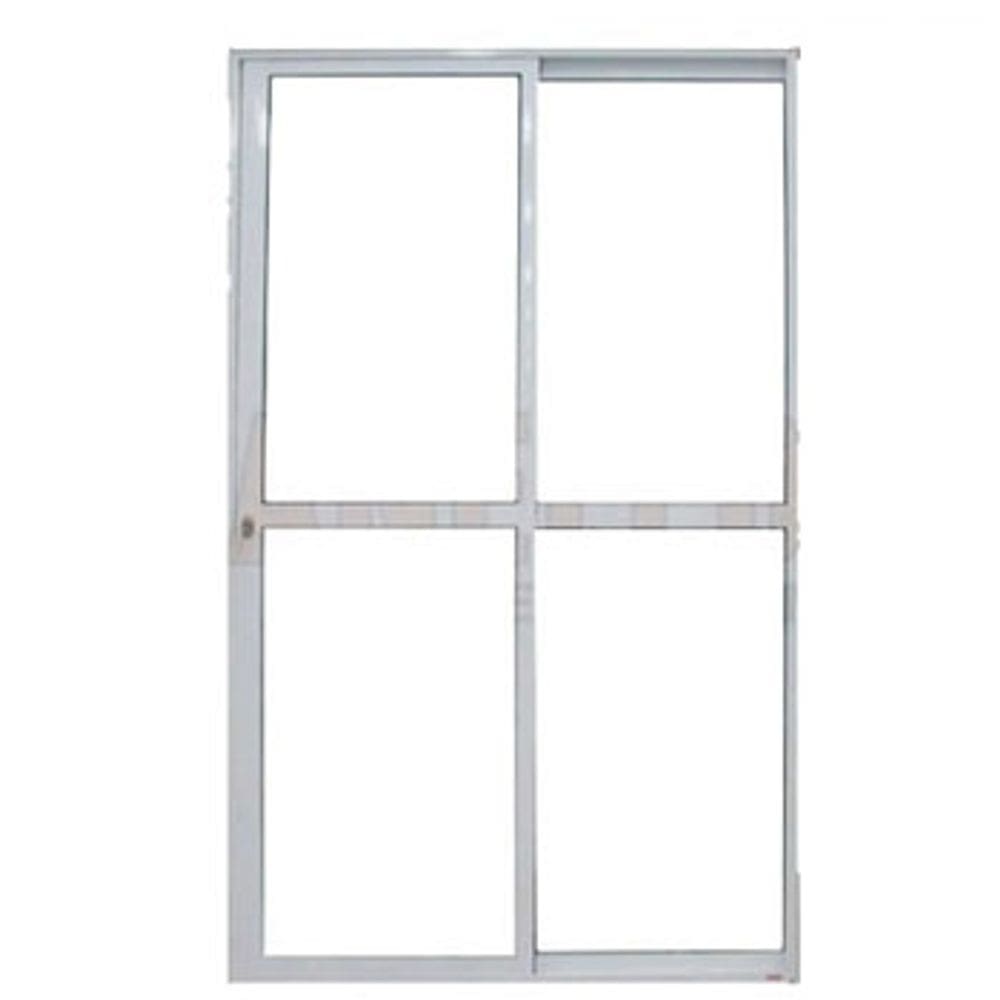 Porta Sacada 2 Folhas Aluminio Branco C/Fechadura 2,10x1,50