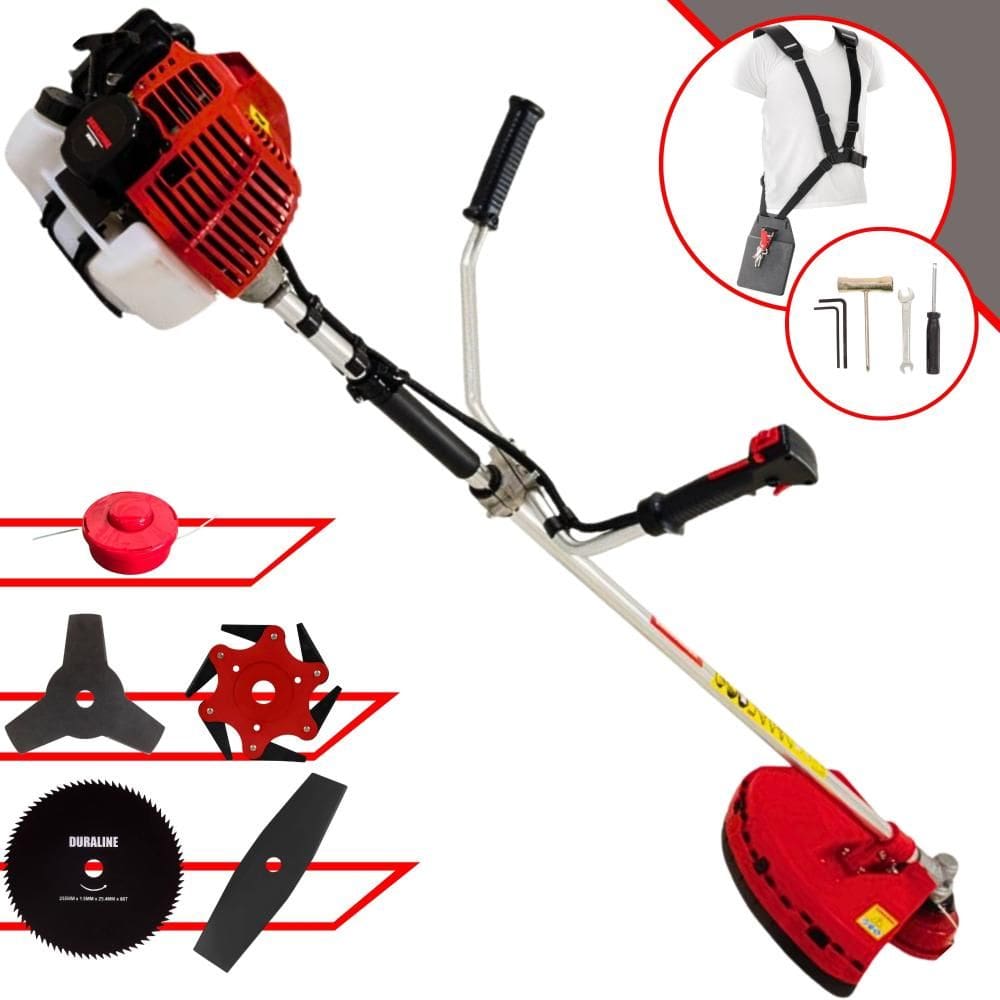 Roçadeira Lateral KW52L Kawashima À Gasolina 2T 52cc 2,5HP 10.000rpm Com Carretel + Faca 2 Pontas + Faca 3 Pontas + Faca 6 Pontas + Faca 80 Dentes