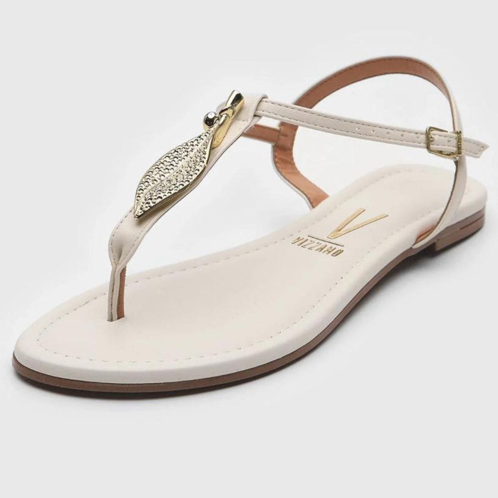 Rasteira Vizzano Detalhe Folha Feminina-Off White