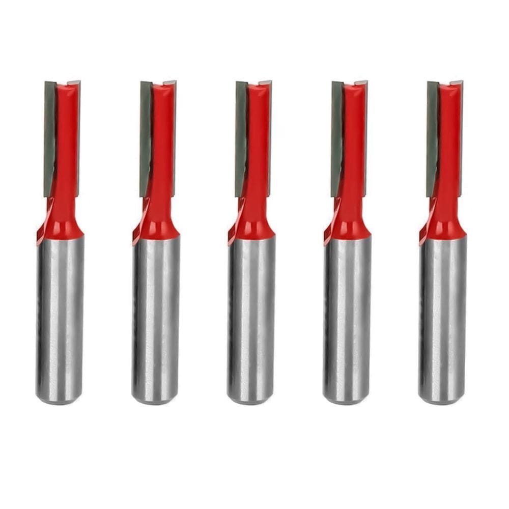 Kit 5 Fresas Retas 6Mm Haste 6Mm Corte Duplo Madeira Tupia