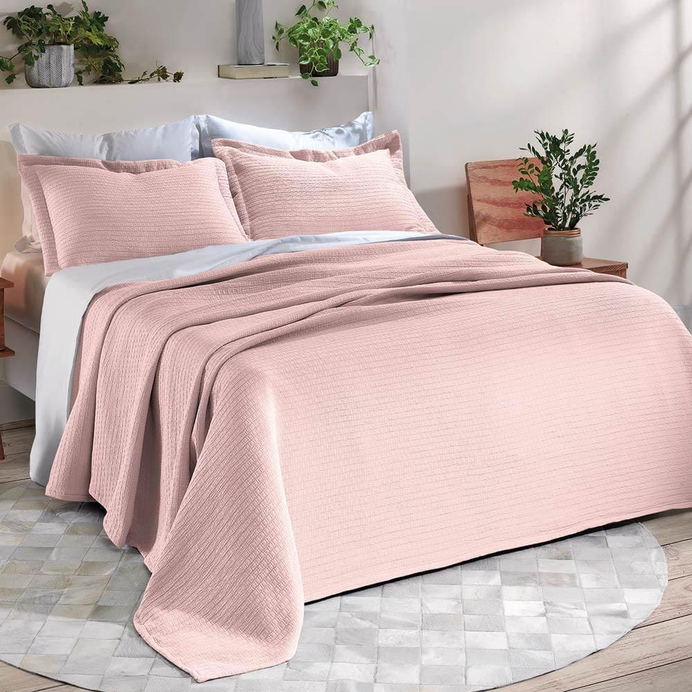 Colcha Queen Size Dohler 3 Peças Anarruga Rosa